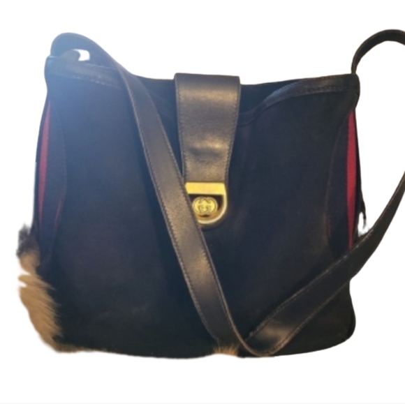 Gucci GG INTERLOCKING NAVY CLASP SHERRY WEB 1960 Shoulder Bag Authentic Bag - Picture 7 of 17